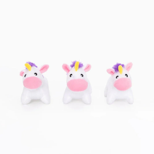 Zippypaws Miniz Unicorns White  XSmall-3 Pk