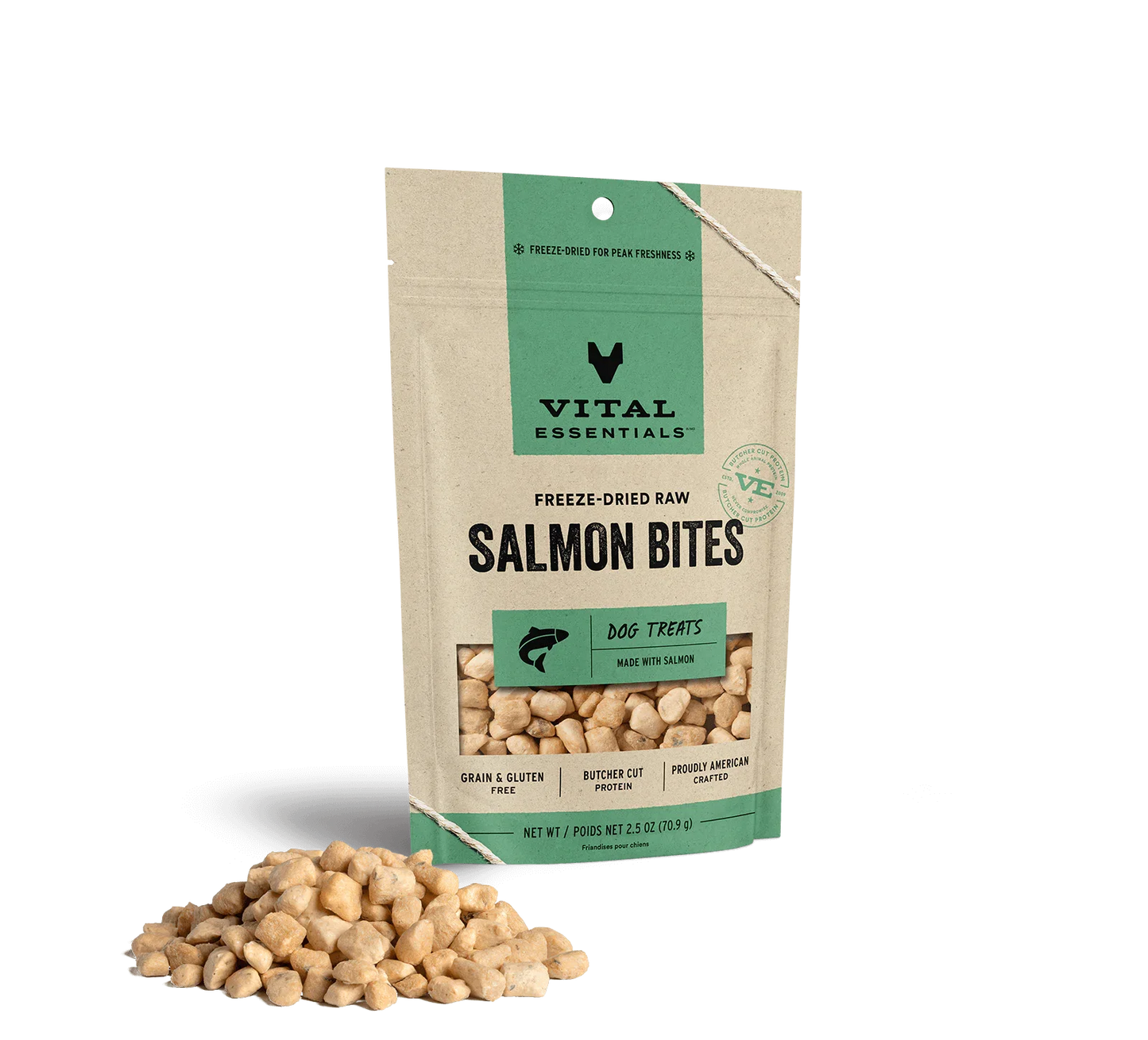 Vital Essentials Dog Freeze-Dried Treat Bites Salmon 2.5oz.