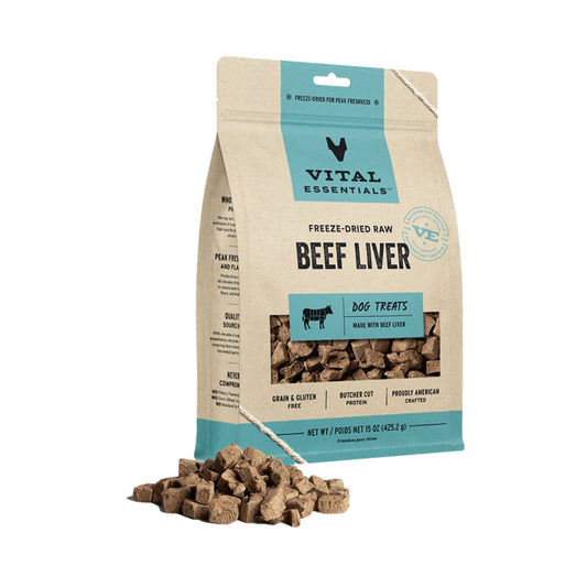 Vital Essentials Dog Freeze Dried Treat Beef Liver 15oz.