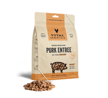 Vital Essentials Cat Freeze Dried Mini Nibs Pork 8oz.