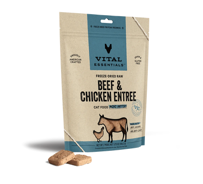 Vital Essentials Cat Freeze Dried Mini Patties Beef Chicken 3.75oz.