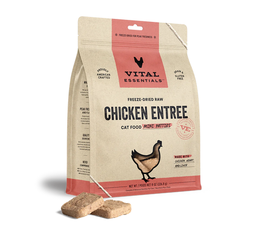 Vital Essentials Cat Freeze Dried Mini Patties Beef Chicken 8oz.