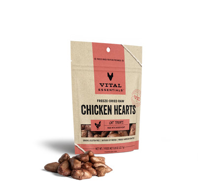 Vital Essentials Cat Freeze-Dried Treat Chicken Hearts 0.8oz.