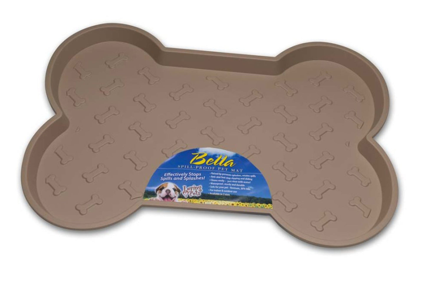 Loving Pets Spill-Proof Bone Shaped Dog Mat Tan 1ea/SM