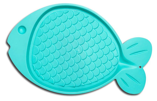 Loving Pets Spill-Proof Fish Shaped Cat Mat Aqua Green 1ea