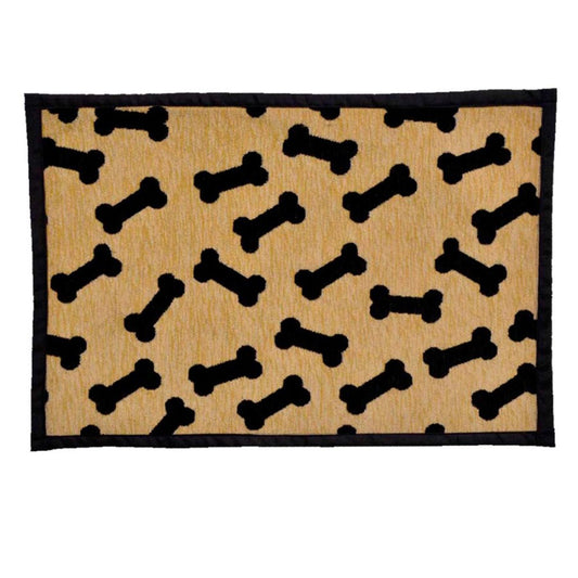 Loving Pets Fashion Dog Mat Dancing Bone Tan, Black 1ea