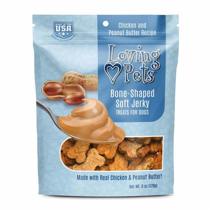 Loving Pets Bone-Shaped Soft Jerky Dog Treat Chicken & Peanut Butter 1ea/6 oz