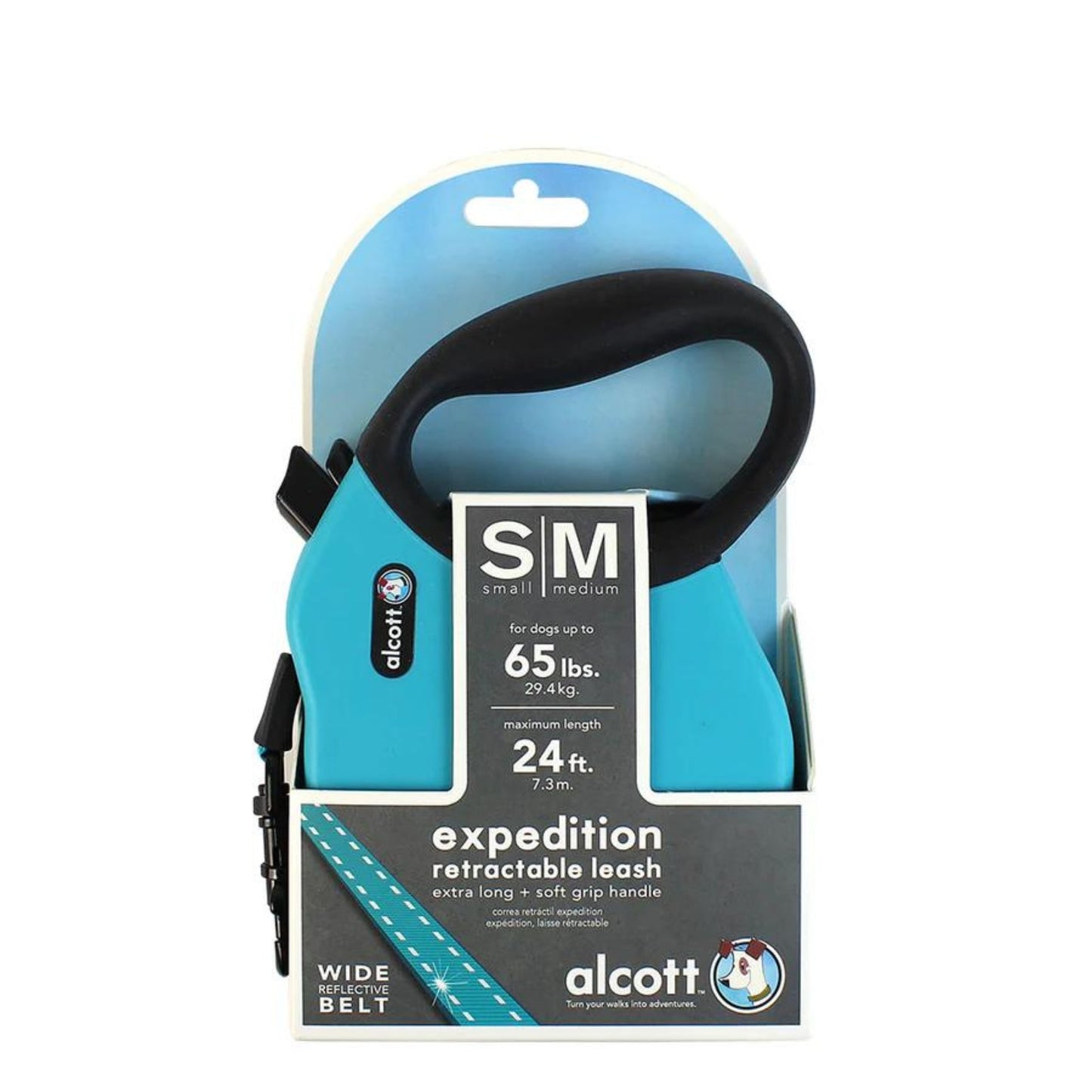 Alcott Expedition Retractable Belt Leash Blue Small/Medium-24Ft