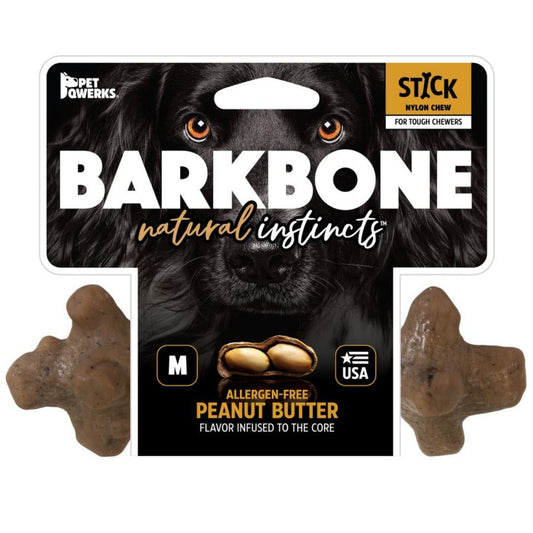 Pet Qwerks Barkbone Natural Instincts Nylon Stick Dog Chew Toy Peanut Butter 1ea/MD