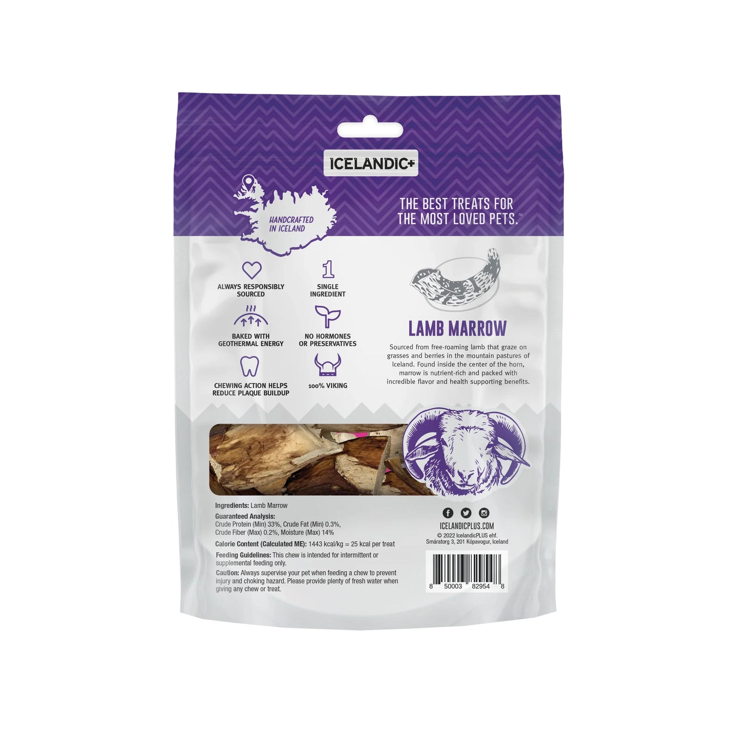 Icelandic  Lamb Marrow Whole Pieces Dog Treat 4.5-oz. Bag