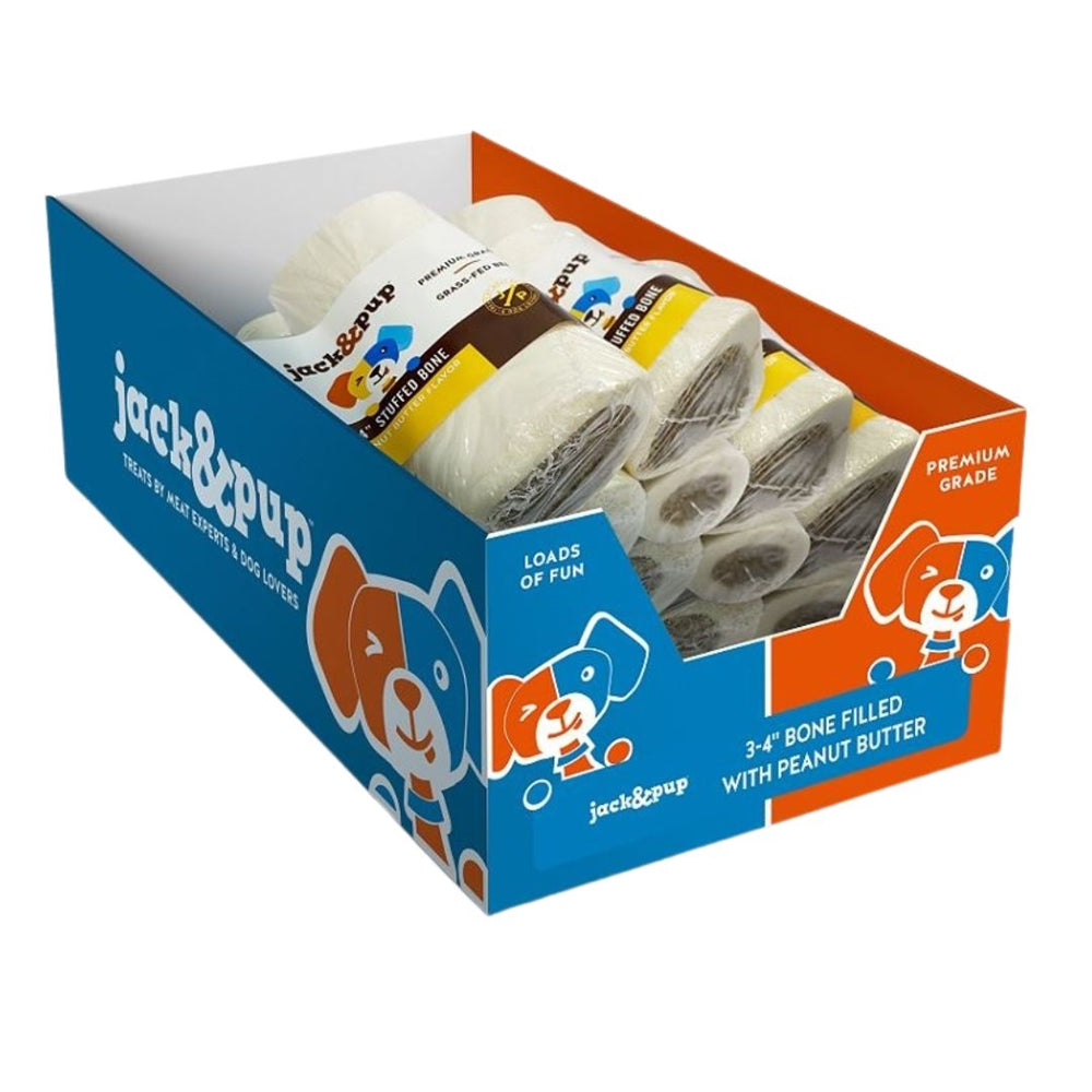 Jack & Pup D 3-4" Filled Bone  Pnut Bttr 18Ct Disp Box