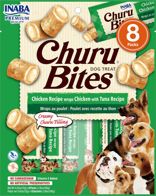 Inaba Dog Churu Bite Chicken Tu Na Wraps 6Ct/3.36Oz