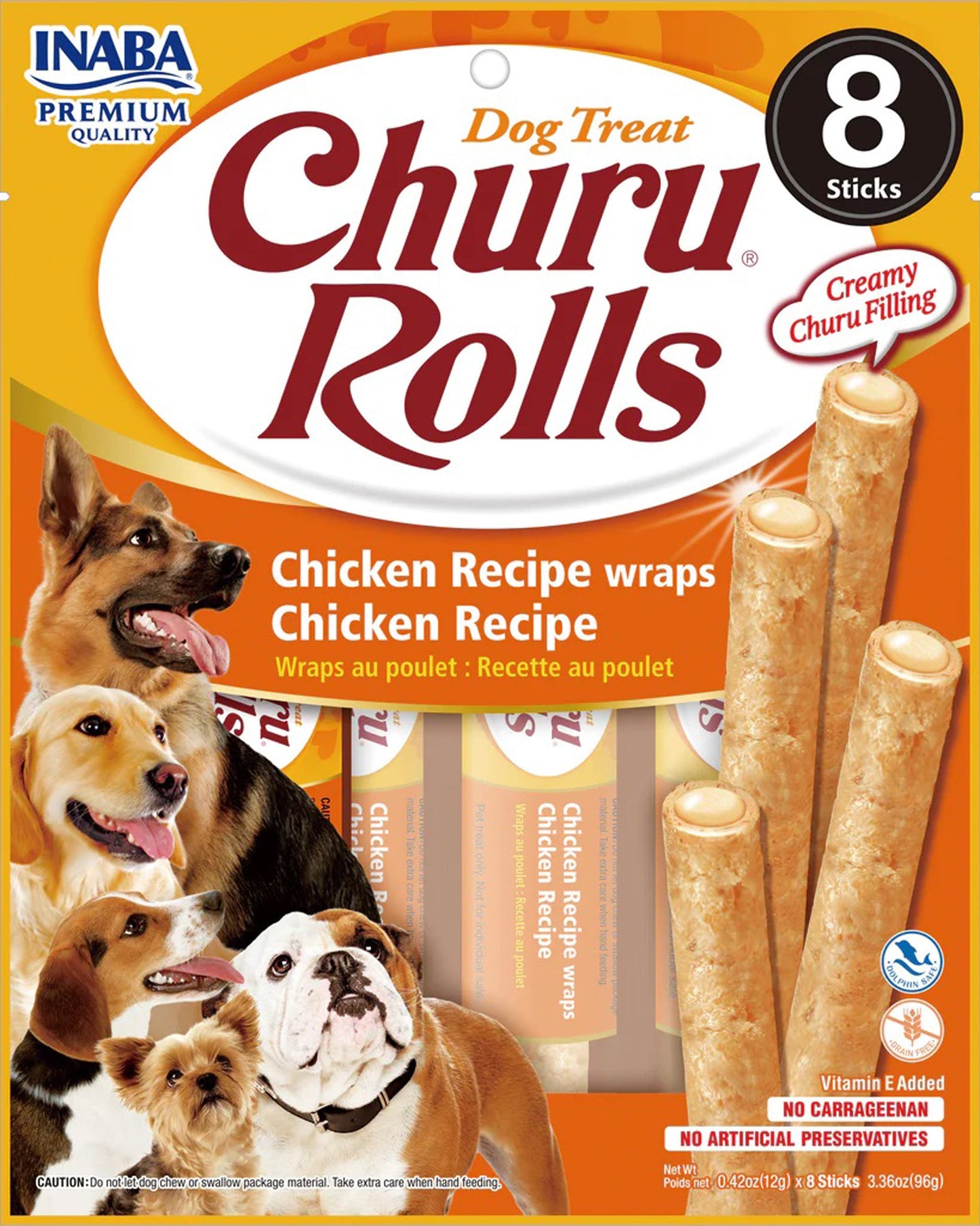 Inaba Dog Churu Rolls Chicken Wraps 6Ct/3.36Oz