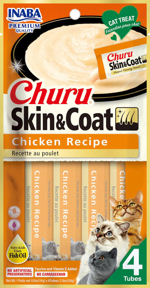 Inaba Cat Churu Purees Skin&Coat Chicken 2Oz/6Ct