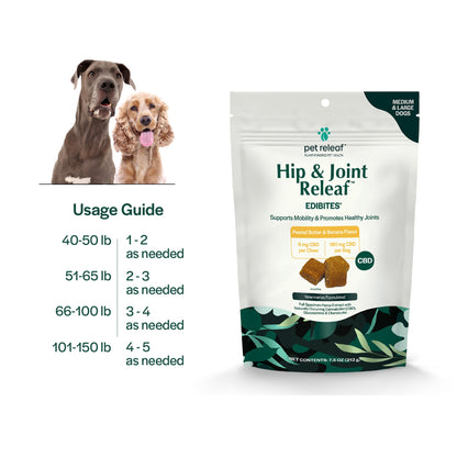 Pet Releaf Hip & Joint Edibites Cbd Medium /Large Dog 7.5oz. Peanut Butter Banana 6Mg