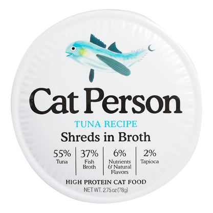 Cat Person Cat Bowl Booster Shreds In Broth Tuna 2.75Oz 24 Pack