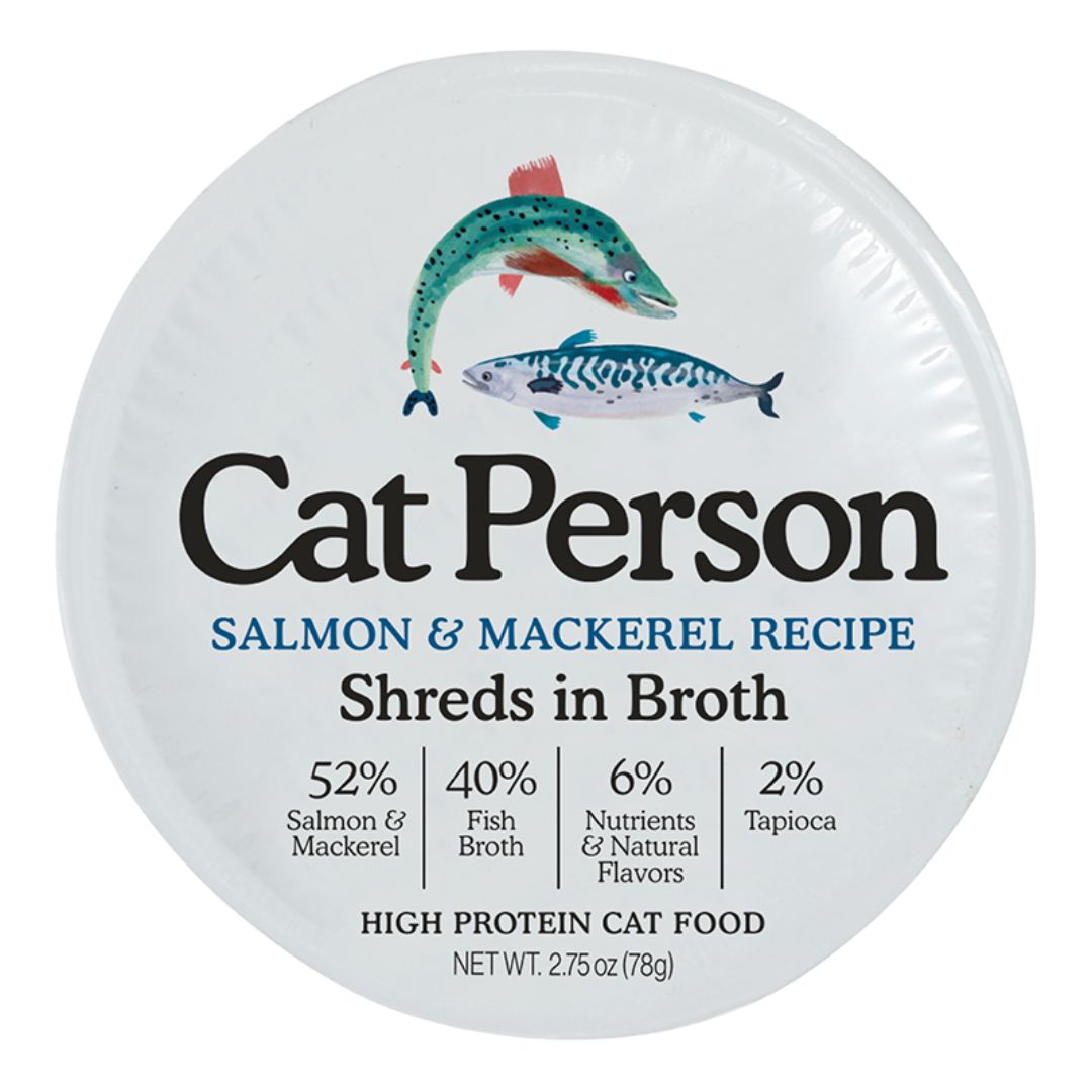 Cat Person Cat Bowl Booster Shreds In Broth Salmon & Mackerel 2.75Oz 24 Pack