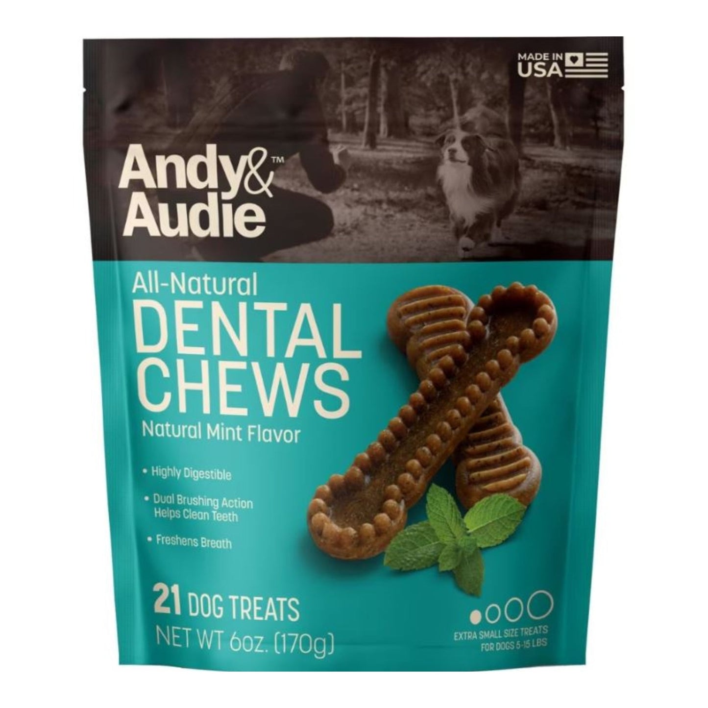 Andy & Audie Dental Chews For Dogs Mint Xsmall 6oz.