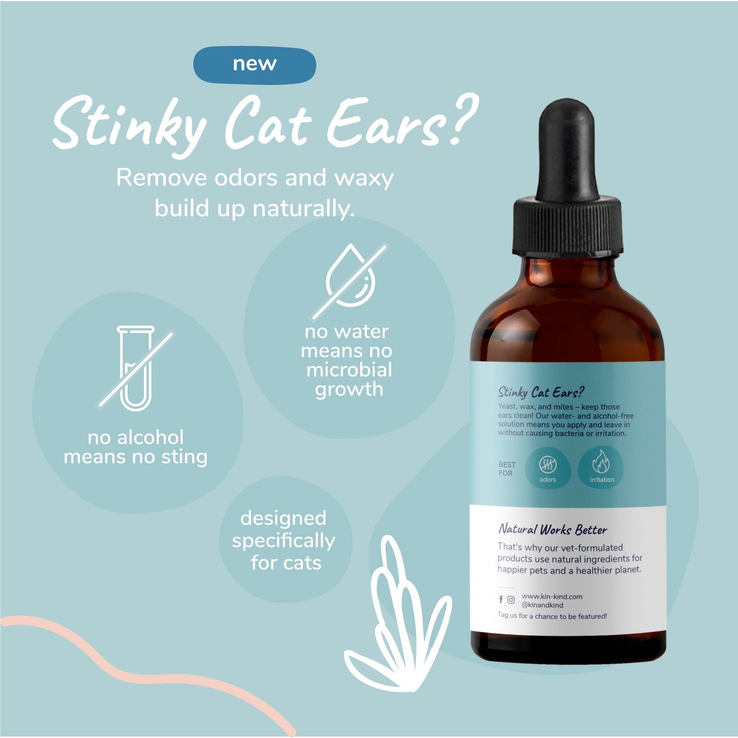 Kin+Kid Natural Kitty Ear Cleaner 4oz.