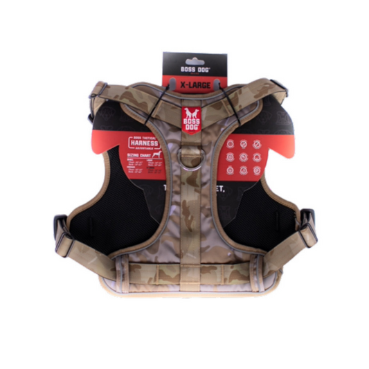 Boss Dog Tactical Dog Harness Tan Camo, 1ea/XLarge