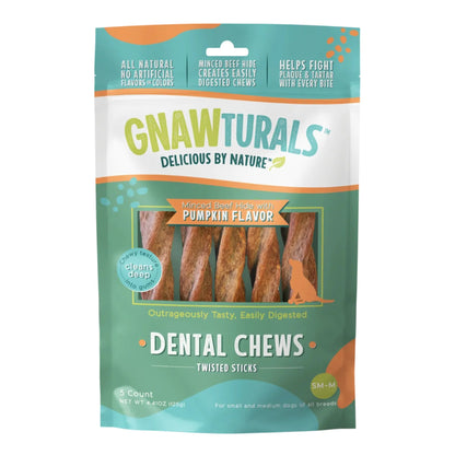 Gnawturals Dental Chews Twisted Stick Pumpkin Medium 5 Count