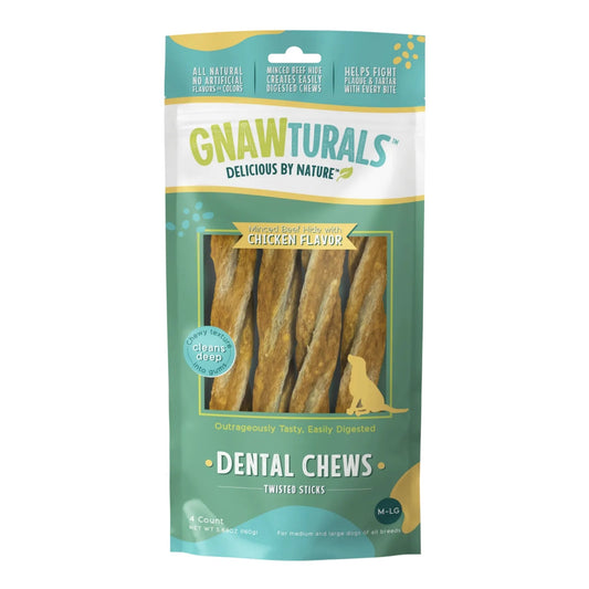 Gnawturals Dental Chews Twisted Stick Chicken Large 4 Count