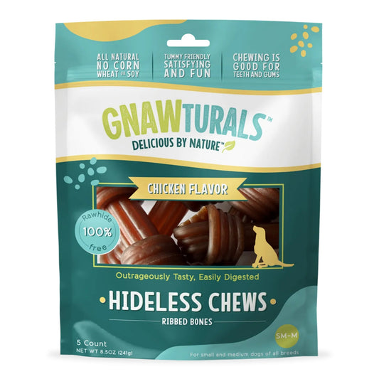 Gnawturals Hideless Chews Ribbed Bone Chicken Medium 5 Count