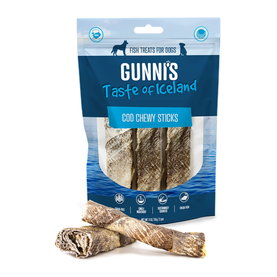 Gunnis Dog Chewy Sticks Cod Skin 3 Pack