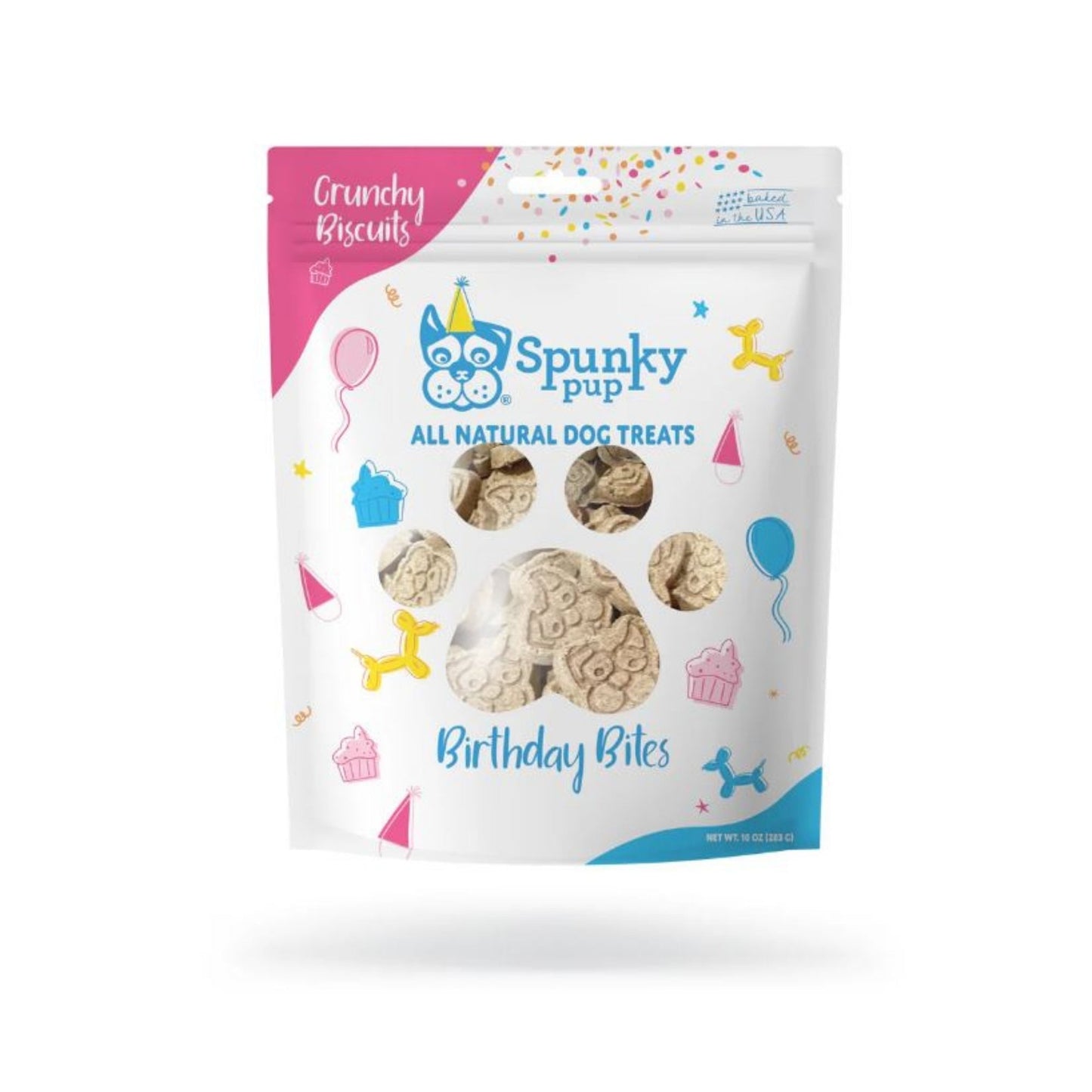 Spunkypup Crunchy Biscuit Dog Treats Birthday Bites 10oz.