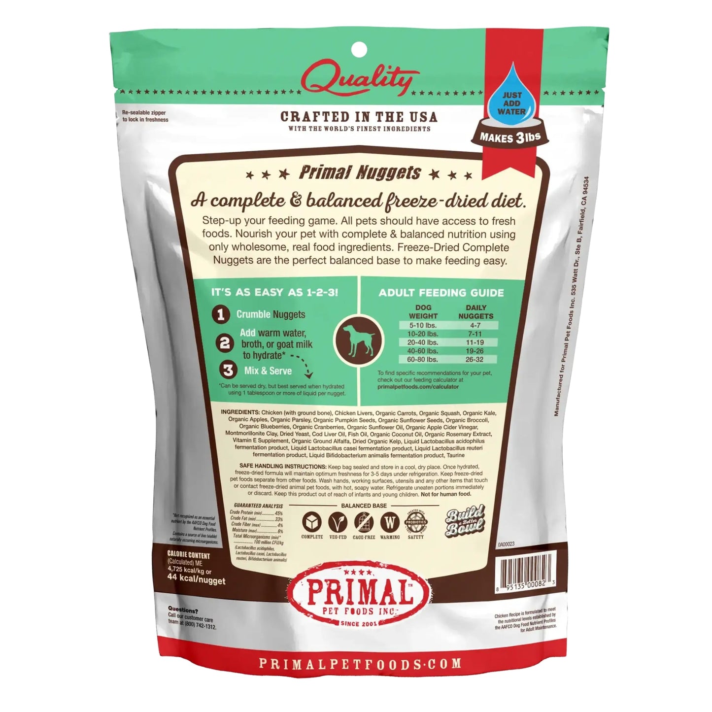 Primal Pet Foods Freeze Dried Dog Food 5.5oz.-Chicken