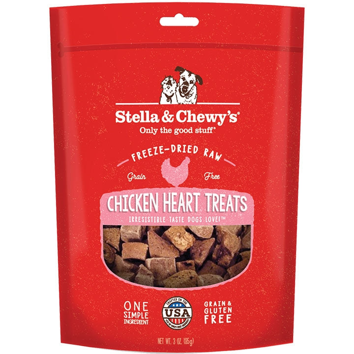 Stella And Chewys Dog Freeze-Dried Treat Chicken Hearts 3oz.