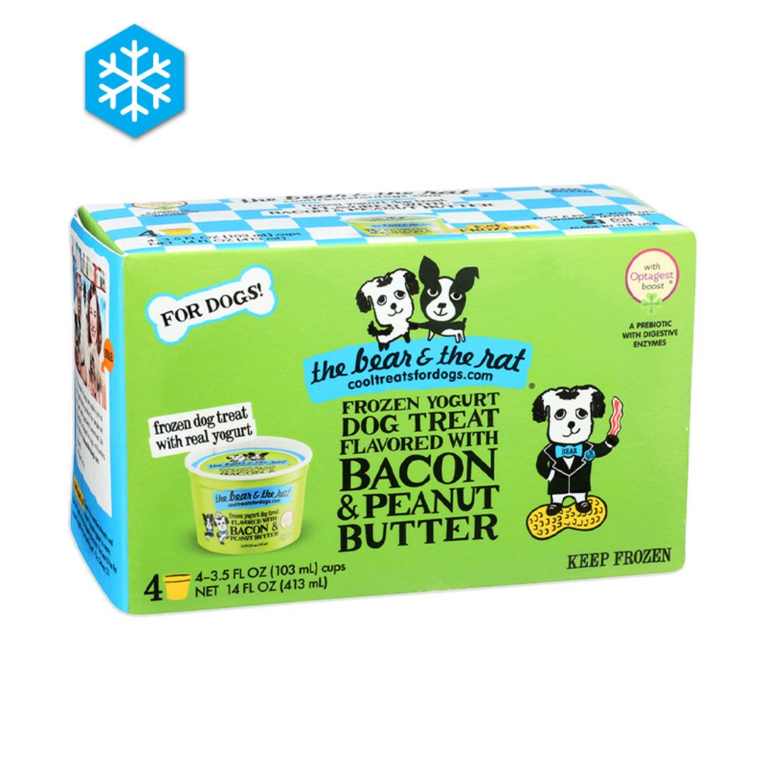 The Bear & The Rat Dog Frozen Peanut Butter & Bacon Peanut Butter Yogurt 3.5Oz 4 Pack