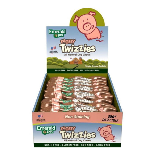 Emerald Pet Twizzies Grain Free Dog Chews Piggy 6-in- 30 Pc