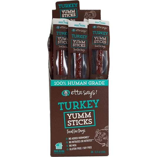 Etta Says! Turkey Yumm Sticks Dog Treat Display Box Turkey 24ea/24 ct