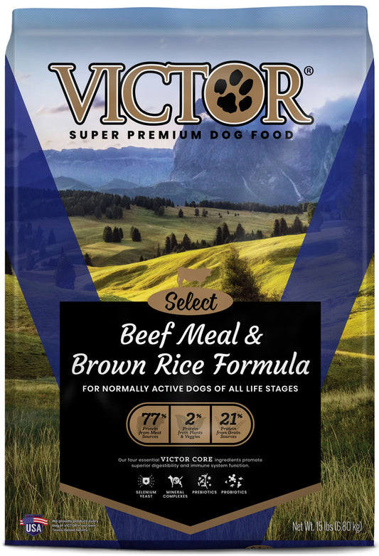 Victor Super Premium Dog Food Select Dry Dog Food Beef Meal & Brown Rice 1ea/15 lb