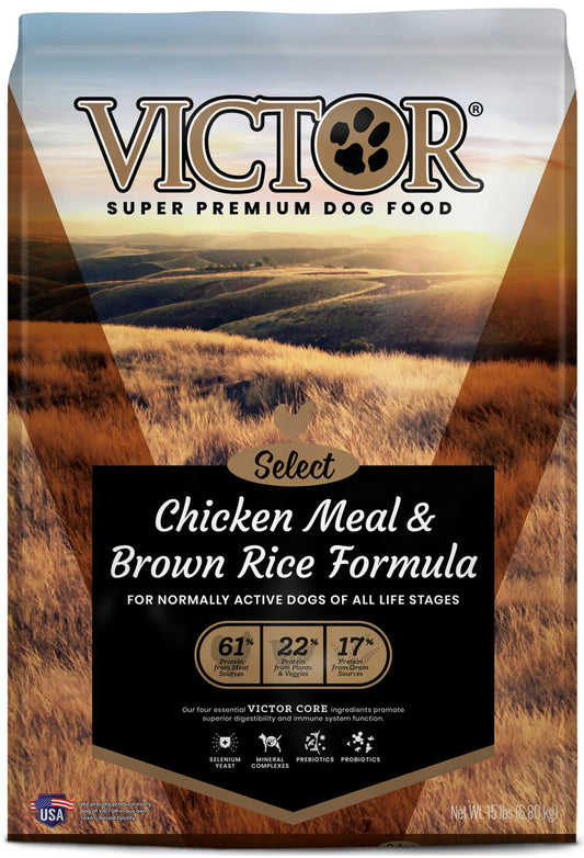 Victor Super Premium Dog Food Select Dry Dog Food Chicken Meal & Brown Rice 1ea/15 lb