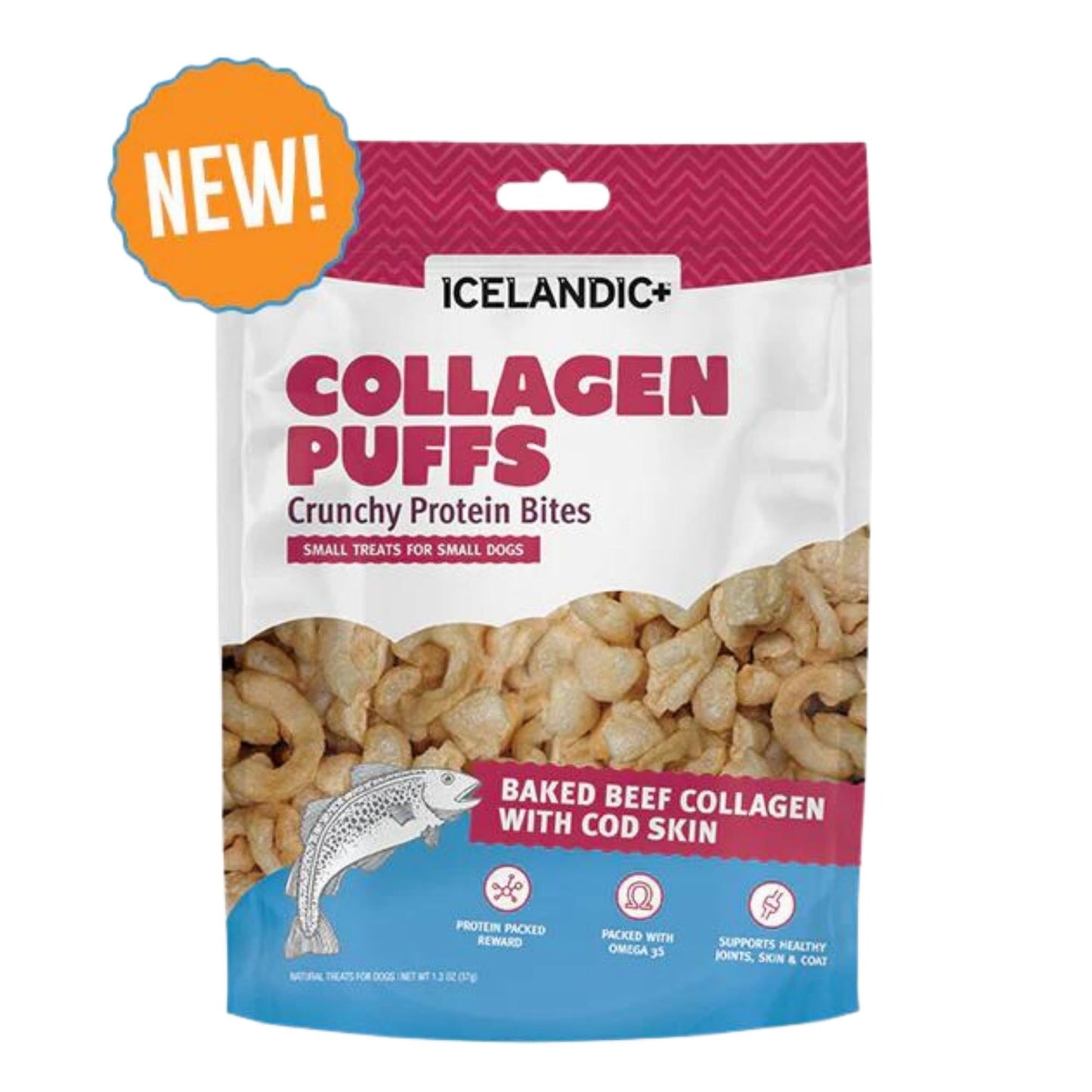 Icelandic Dog Collagen Puffs Bites With Fish 1.3oz.