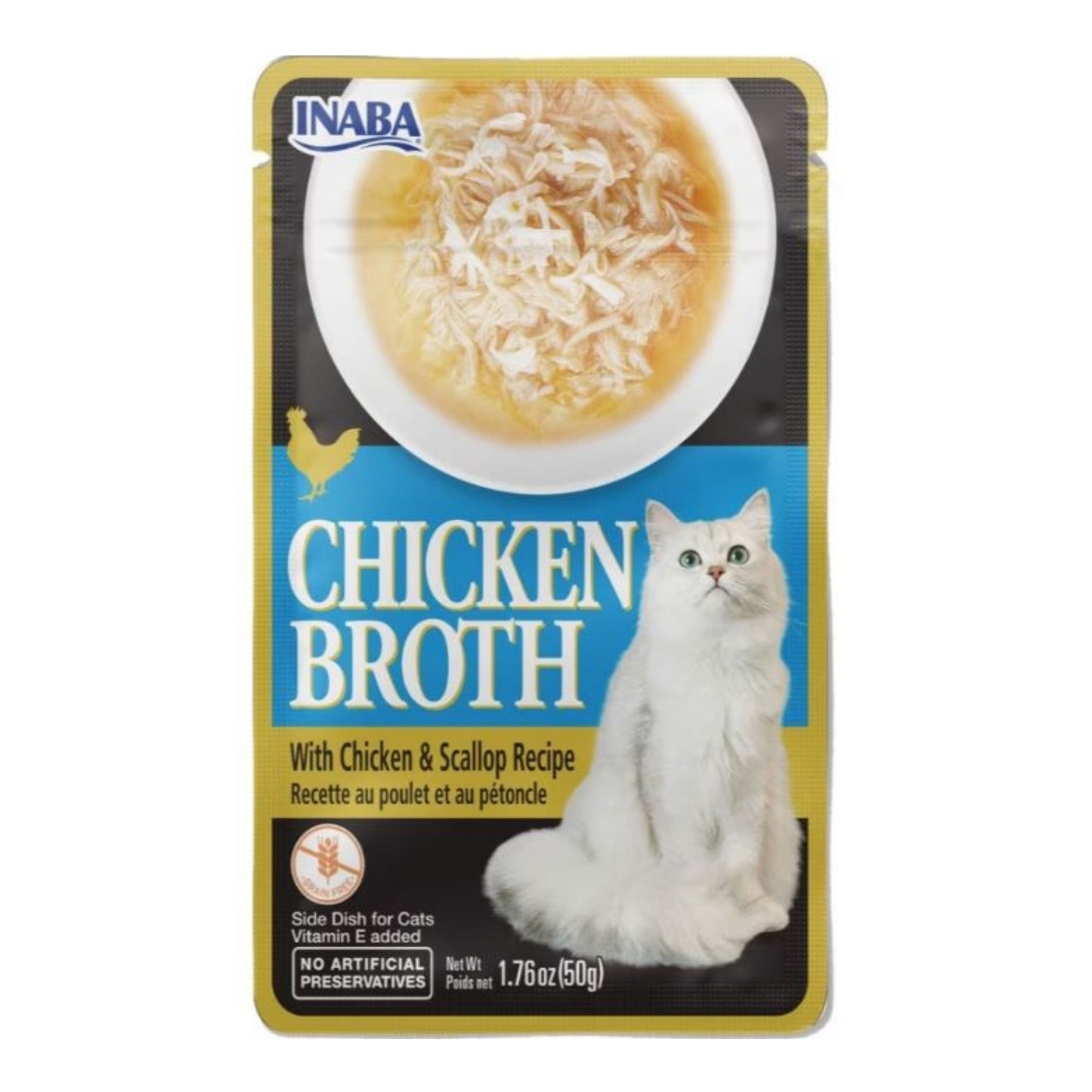 Inaba Chicken Broth Side Dish For Cats Chicken/Scallop 1.76oz. (Case of 8)