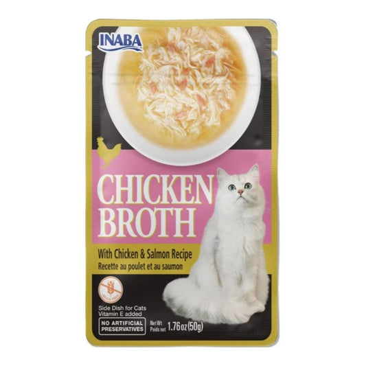 Inaba Chicken Broth Side Dish For Cats Chicken/Salmon 1.76oz. (Case of 8)