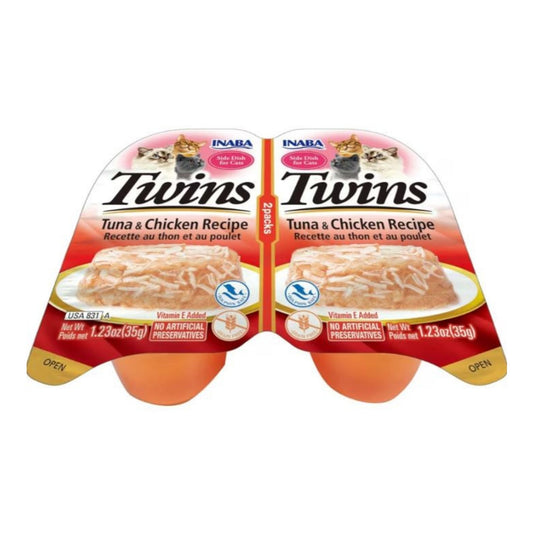 Inaba Twins Side Dish For Cats Tuna/Chicken 1.23oz.-2 Pk (Case of 6)