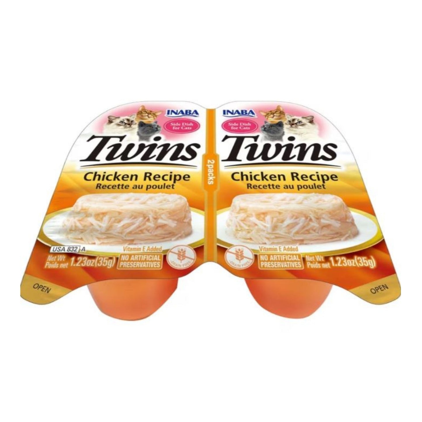 Inaba Twins Side Dish For Cats Chicken 1.23oz.-2 Pk (Case of 6)