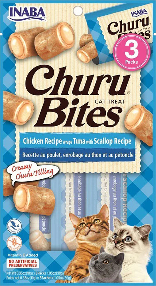 Inaba Cat Churu Bite Chicken Wrap Tuna Scallop 6Ct/1.05Oz