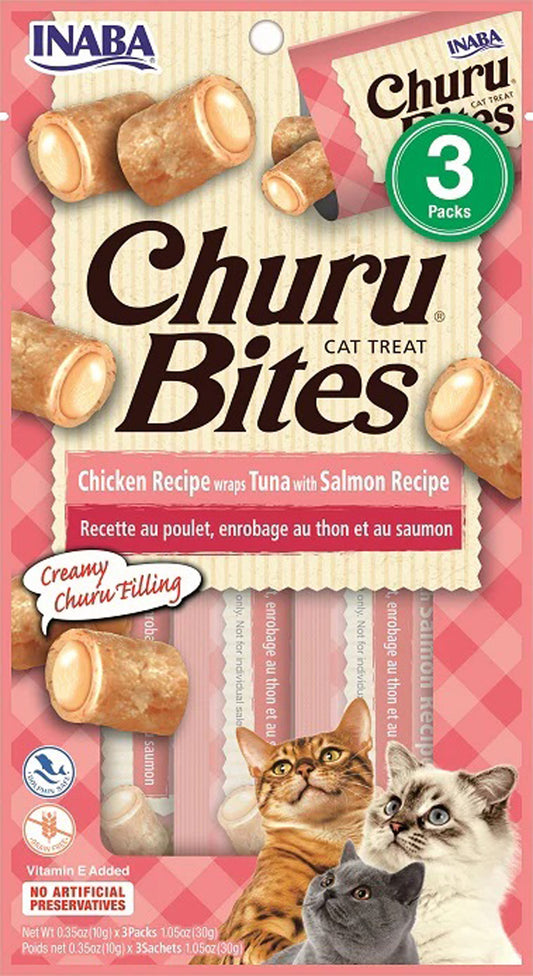 Inaba Cat Churu Bite Chicken Wrap Tuna Salmon 6Ct/1.05Oz