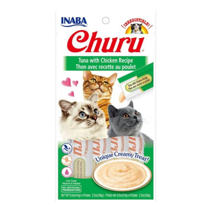 Inaba Churu Puree Cat Treats Tuna/Chicken .5oz.-4 Pk (Case of 6)