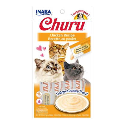 Inaba Churu Puree Cat Treats Chicken .5oz.-4 Pk (Case of 6)