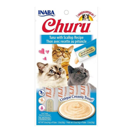 Inaba Churu Puree Cat Treats Tuna/Scallop .5oz.-4 Pk (Case of 6)