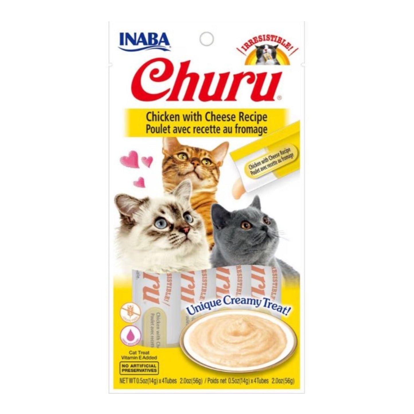 Inaba Churu Puree Cat Treats Chicken/Cheese .5oz.-4 Pk (Case of 6)