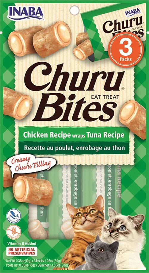 Inaba Cat Churu Bite Chicken Wrap Tuna 6Ct/1.05Oz