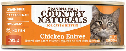 Grandma Mae's Country Naturals Grain Free Pate Wet Cat & Kitten Food Chicken 24ea/2.8 oz, 24 pk