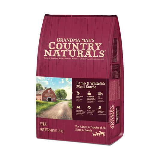 Grandma Mae's Country Naturals Dry Dog Food Lamb & Whitefish Meal 18ea/9 oz